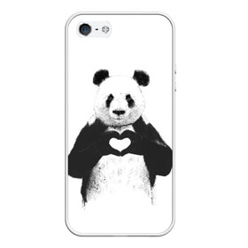 Чехол для iPhone 5/5S матовый с принтом Панда Love , Силикон | Область печати: задняя сторона чехла, без боковых панелей | панда