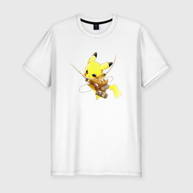 Мужская футболка премиум с принтом Attack on Titan - Pikachu , 92% хлопок, 8% лайкра | приталенный силуэт, круглый вырез ворота, длина до линии бедра, короткий рукав | 