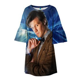 Детское платье 3D с принтом 11th Doctor Who , 100% полиэстер | прямой силуэт, чуть расширенный к низу. Круглая горловина, на рукавах — воланы | doctor who | matt | smith | tardis | временной поток | доктор кто | мэтт | смит | тардис