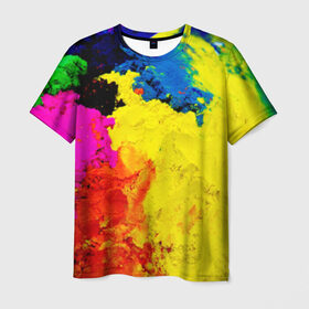 Мужская футболка 3D с принтом Индуистский фестиваль красок , 100% полиэфир | прямой крой, круглый вырез горловины, длина до линии бедер | festival | festival of colors | holi | весны | индия | индуистский фестиваль | краски | красок | холи