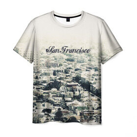 Мужская футболка 3D с принтом San Francisco , 100% полиэфир | прямой крой, круглый вырез горловины, длина до линии бедер | Тематика изображения на принте: америка | город | сан франциско