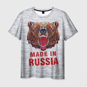 Мужская футболка 3D с принтом made in Russia , 100% полиэфир | прямой крой, круглый вырез горловины, длина до линии бедер | bear | made | made in russia | russia | злой | медведь | пасть | русский | я | я русский