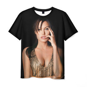 Мужская футболка 3D с принтом Анжелина Джоли , 100% полиэфир | прямой крой, круглый вырез горловины, длина до линии бедер | angelina jolie | американская актриса | анжелина джоли | режиссёр | фотомодель | ценарист