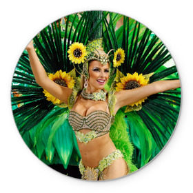 Коврик круглый с принтом Карнавал в Рио , резина и полиэстер | круглая форма, изображение наносится на всю лицевую часть | бразилия