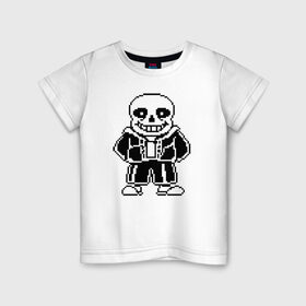 Детская футболка хлопок с принтом Undertale Sans , 100% хлопок | круглый вырез горловины, полуприлегающий силуэт, длина до линии бедер | Тематика изображения на принте: 