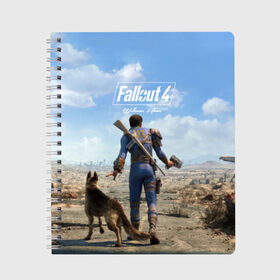 Тетрадь с принтом Fallout 4 , 100% бумага | 48 листов, плотность листов — 60 г/м2, плотность картонной обложки — 250 г/м2. Листы скреплены сбоку удобной пружинной спиралью. Уголки страниц и обложки скругленные. Цвет линий — светло-серый
 | fallout | fallout 4