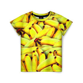 Детская футболка 3D с принтом Банана , 100% гипоаллергенный полиэфир | прямой крой, круглый вырез горловины, длина до линии бедер, чуть спущенное плечо, ткань немного тянется | бананы | еда | желтые | популярные | прикольные | фрукты