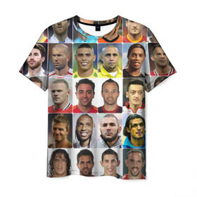 Мужская футболка 3D с принтом Великие футболисты , 100% полиэфир | прямой крой, круглый вырез горловины, длина до линии бедер | великие | звёзды | знаменитости | игроки | легендарные | лучшие | самые крутые | футбол | футболисты | элита