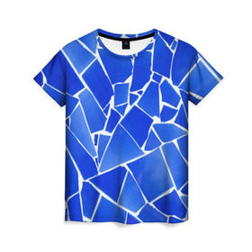 Женская футболка 3D с принтом Битое стекло , 100% полиэфир ( синтетическое хлопкоподобное полотно) | прямой крой, круглый вырез горловины, длина до линии бедер | абстракция | витраж | мозаика | стекло