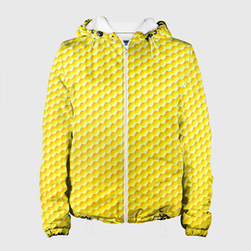 Женская куртка 3D с принтом Соты , ткань верха — 100% полиэстер, подклад — флис | прямой крой, подол и капюшон оформлены резинкой с фиксаторами, два кармана без застежек по бокам, один большой потайной карман на груди. Карман на груди застегивается на липучку | Тематика изображения на принте: yellow | вкусные | еда | желтый | прикольные | пчелы | соты