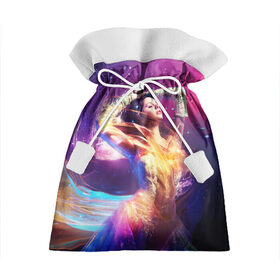Подарочный 3D мешок с принтом Девушка в огнях , 100% полиэстер | Размер: 29*39 см | девушка в огнях | звезды | космос | краски | цвет | яркие
