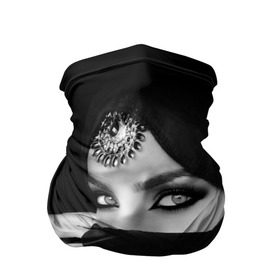 Бандана-труба 3D с принтом Восточная девушка , 100% полиэстер, ткань с особыми свойствами — Activecool | плотность 150‒180 г/м2; хорошо тянется, но сохраняет форму | взгляд | восточная девушка | глаза | красивая | никаб | орнамент | узоры | хиджаб