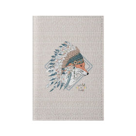 Обложка для паспорта матовая кожа с принтом Лиса в перьях , натуральная матовая кожа | размер 19,3 х 13,7 см; прозрачные пластиковые крепления | лиса