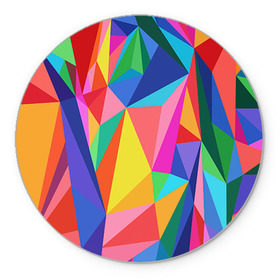 Коврик круглый с принтом Радуга , резина и полиэстер | круглая форма, изображение наносится на всю лицевую часть | polygonal | многоугольник | полигональный | разноцветный