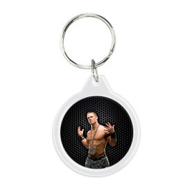 Брелок круглый с принтом John Cena , пластик и полированная сталь | круглая форма, металлическое крепление в виде кольца | john cena | wwe чемпион | джон сина