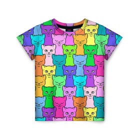 Детская футболка 3D с принтом Котятушки , 100% гипоаллергенный полиэфир | прямой крой, круглый вырез горловины, длина до линии бедер, чуть спущенное плечо, ткань немного тянется | кот | котенок | котик | кошечка | кошка | мем | независимая | сильная