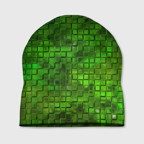 Шапка 3D с принтом Зелёные кубики , 100% полиэстер | универсальный размер, печать по всей поверхности изделия | дизайн | искусство | кубики | мозаика | поверхность | рельеф | стена | стиль | текстура | фон