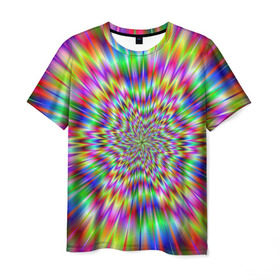 Мужская футболка 3D с принтом Спектральная иллюзия , 100% полиэфир | прямой крой, круглый вырез горловины, длина до линии бедер | взрыв | гипноз | движение | краски | красочный фон | обман зрения | оптическая иллюзия | погружение | текстура | фокус | цветовой спектр