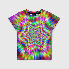 Детская футболка 3D с принтом Спектральная иллюзия , 100% гипоаллергенный полиэфир | прямой крой, круглый вырез горловины, длина до линии бедер, чуть спущенное плечо, ткань немного тянется | взрыв | гипноз | движение | краски | красочный фон | обман зрения | оптическая иллюзия | погружение | текстура | фокус | цветовой спектр