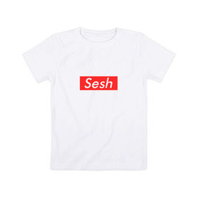 Детская футболка хлопок с принтом Sesh - Seshpreme , 100% хлопок | круглый вырез горловины, полуприлегающий силуэт, длина до линии бедер | seshpreme