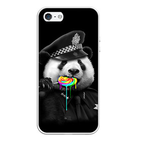 Чехол для iPhone 5/5S матовый с принтом Панда и карамель , Силикон | Область печати: задняя сторона чехла, без боковых панелей | панда | черно белый