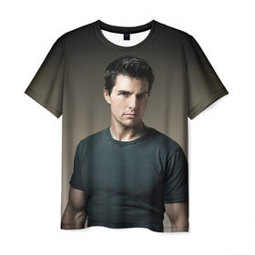 Мужская футболка 3D с принтом Том Круз , 100% полиэфир | прямой крой, круглый вырез горловины, длина до линии бедер | tom cruise | американский актёр | кинорежиссёр | продюсер | сценарист | том круз