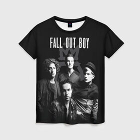 Женская футболка 3D с принтом Группа Fall out boy , 100% полиэфир ( синтетическое хлопкоподобное полотно) | прямой крой, круглый вырез горловины, длина до линии бедер | fall out boy