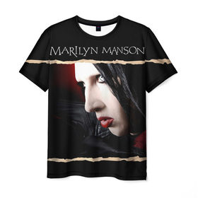 Мужская футболка 3D с принтом Мэрилин Мэнсон , 100% полиэфир | прямой крой, круглый вырез горловины, длина до линии бедер | мэрилин мэнсон