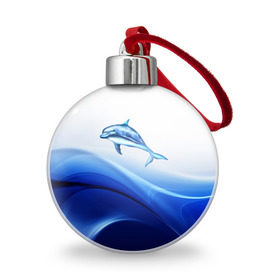Ёлочный шар с принтом Дельфин , Пластик | Диаметр: 77 мм | дельфин | море | рыбка