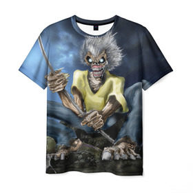 Мужская футболка 3D с принтом FISHING , 100% полиэфир | прямой крой, круглый вырез горловины, длина до линии бедер | iron maiden | rock | рок | череп