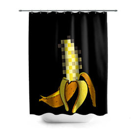 Штора 3D для ванной с принтом Банан 18+ , 100% полиэстер | плотность материала — 100 г/м2. Стандартный размер — 146 см х 180 см. По верхнему краю — пластиковые люверсы для креплений. В комплекте 10 пластиковых колец | банан | большой банан | ххх