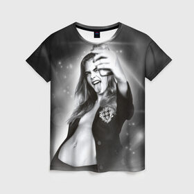 Женская футболка 3D с принтом Кара Делевинь , 100% полиэфир ( синтетическое хлопкоподобное полотно) | прямой крой, круглый вырез горловины, длина до линии бедер | cara delevingne | актриса | британская | кара делевинь | топ модель