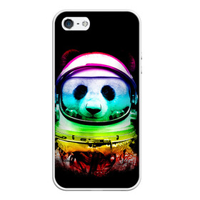 Чехол для iPhone 5/5S матовый с принтом Панда космонавт , Силикон | Область печати: задняя сторона чехла, без боковых панелей | астронавт | звезды | космонавт | космос | панда | радуга