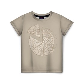 Детская футболка 3D с принтом Пицца , 100% гипоаллергенный полиэфир | прямой крой, круглый вырез горловины, длина до линии бедер, чуть спущенное плечо, ткань немного тянется | грибы | еда | колбаса | кусок | пицца | помидоры