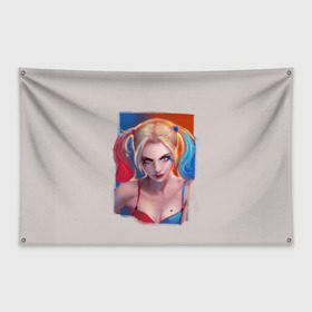 Флаг-баннер с принтом Харли Квинн , 100% полиэстер | размер 67 х 109 см, плотность ткани — 95 г/м2; по краям флага есть четыре люверса для крепления | харли квинн