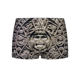 Мужские трусы 3D с принтом Календарь ацтеков , 50% хлопок, 50% полиэстер | классическая посадка, на поясе мягкая тканевая резинка | ацтеки | история | календарь | круги