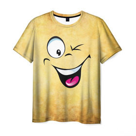 Мужская футболка 3D с принтом Неисчерпаемый позитив , 100% полиэфир | прямой крой, круглый вырез горловины, длина до линии бедер | веселье | мордочка | неисчерпаемый позитив | позитив | прикол | рожица | смайл | смех | улыбка | умора | хорошее настроение | юмор
