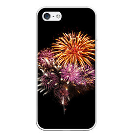 Чехол силиконовый для Телефон Apple iPhone 5/5S с принтом Фейерверк , Силикон | Область печати: задняя сторона чехла, без боковых панелей | взрыв | грохот | красота | огни | праздник | салют | фейерверк | шум