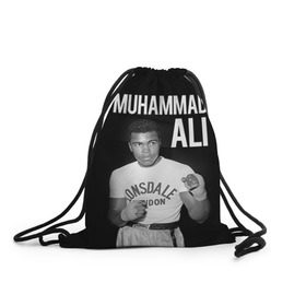 Рюкзак-мешок 3D с принтом Muhammad Ali , 100% полиэстер | плотность ткани — 200 г/м2, размер — 35 х 45 см; лямки — толстые шнурки, застежка на шнуровке, без карманов и подкладки | ali | boxing | muhammad ali |   |  muhammad |  бокс | али | боксер | мухамад. мухаммад | мухаммед | мухаммед али