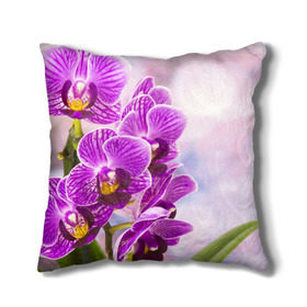 Подушка 3D с принтом Божественная орхидея , наволочка – 100% полиэстер, наполнитель – холлофайбер (легкий наполнитель, не вызывает аллергию). | состоит из подушки и наволочки. Наволочка на молнии, легко снимается для стирки | 8 марта | букет | весна | красота | куст | лето | орхидея | подарок | сиреневый цвет | цветок | шикарный цветочек