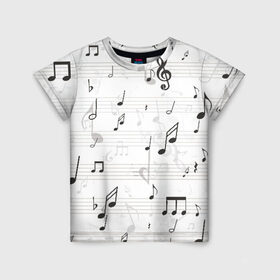 Детская футболка 3D с принтом ноты , 100% гипоаллергенный полиэфир | прямой крой, круглый вырез горловины, длина до линии бедер, чуть спущенное плечо, ткань немного тянется | Тематика изображения на принте: музыка | ноты | струны