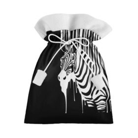 Подарочный 3D мешок с принтом Зебра , 100% полиэстер | Размер: 29*39 см | Тематика изображения на принте: граффити | зебра | искусство | прикольные картинки | чёрно белое