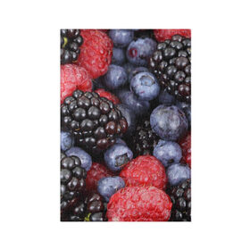 Обложка для паспорта матовая кожа с принтом Ягодки , натуральная матовая кожа | размер 19,3 х 13,7 см; прозрачные пластиковые крепления | вкусно | голубика | дача | деревня | ежевика | клубника | малина | огород | полезно | сад | смородина | сок | фрукты | черника | ягоды