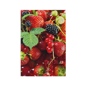 Обложка для паспорта матовая кожа с принтом Любимые ягоды , натуральная матовая кожа | размер 19,3 х 13,7 см; прозрачные пластиковые крепления | вкусно | голубика | дача | деревня | ежевика | зелень | клубника | малина | огород | полезно | сад | смородина | сок | фрукты | черника | шиповник | ягоды