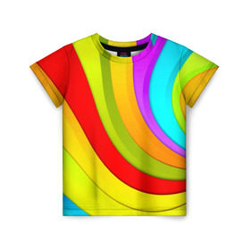 Детская футболка 3D с принтом Радуга , 100% гипоаллергенный полиэфир | прямой крой, круглый вырез горловины, длина до линии бедер, чуть спущенное плечо, ткань немного тянется | Тематика изображения на принте: цветные