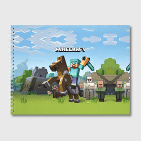 Альбом для рисования с принтом Minecraft на коне , 100% бумага
 | матовая бумага, плотность 200 мг. | game | minecraft | игры | маинкрафт | майн | майнкравт | майнкрафт