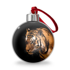 Ёлочный шар с принтом Тигр , Пластик | Диаметр: 77 мм | Тематика изображения на принте: полосы | хищник