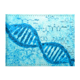 Обложка для студенческого билета с принтом ДНК , натуральная кожа | Размер: 11*8 см; Печать на всей внешней стороне | Тематика изображения на принте: абстракция | биология | днк | молекула | синяя.цепочка | формула