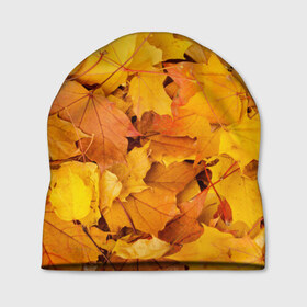 Шапка 3D с принтом Золотая листва , 100% полиэстер | универсальный размер, печать по всей поверхности изделия | жёлтый осень | золото | листья