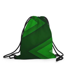 Рюкзак-мешок 3D с принтом Зелёные стрелы , 100% полиэстер | плотность ткани — 200 г/м2, размер — 35 х 45 см; лямки — толстые шнурки, застежка на шнуровке, без карманов и подкладки | Тематика изображения на принте: геометрия | зеленый | полосы